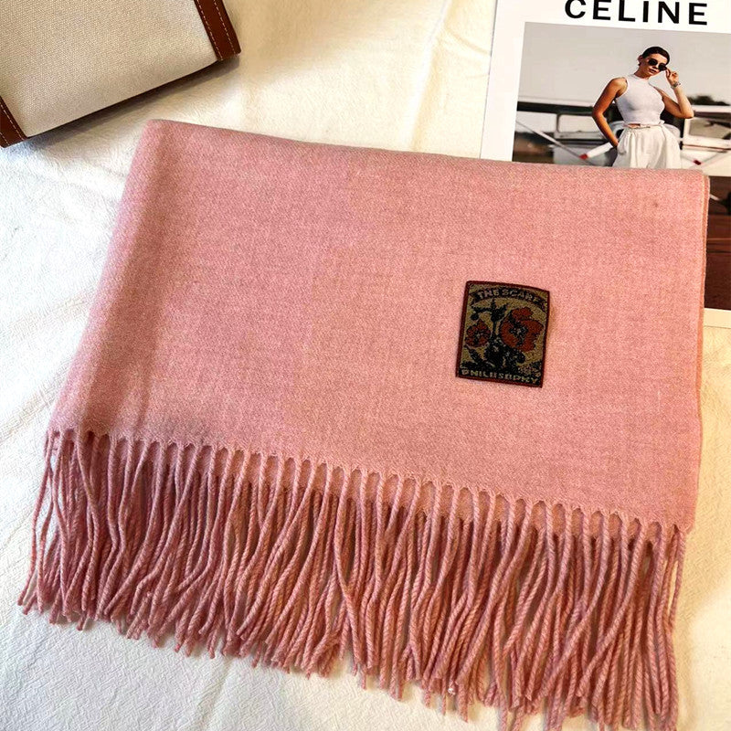 Women's Solid Color Winter Thickened High-grade Wool Scarfs