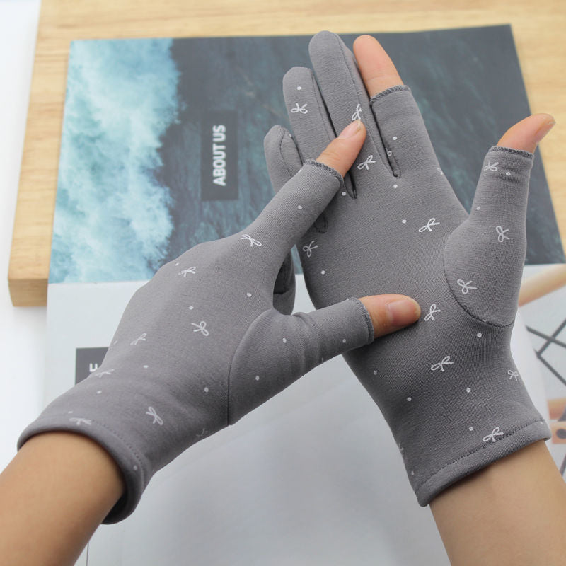 Thermal Half Finger Exposed Two Touch Screen Ladies Writing Gloves