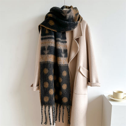 Tassel Shawl Round Polka Dot Color Scarfs