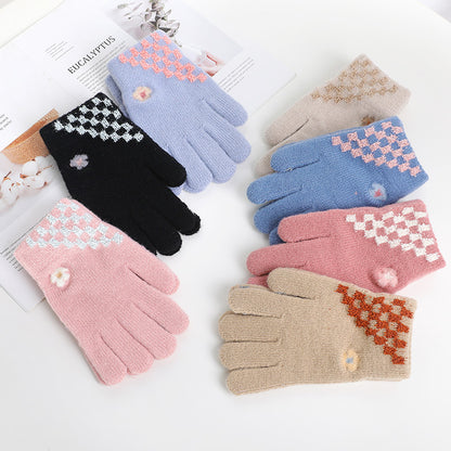 Women's Winter Korean Cute Knitted Warm Knitting Gloves