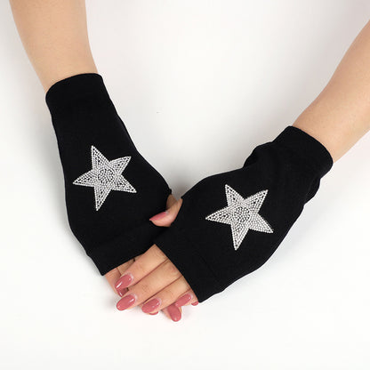 Women's & Men's Dance Open Finger Rivet Knitting Wool Gloves