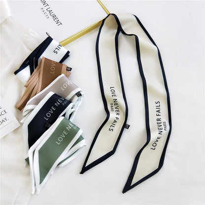 Small Long Silk Female Tie Bag Straps Scarfs