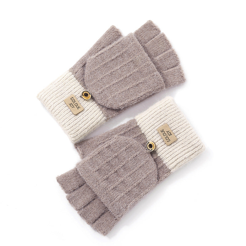 Women's Knitted Warm Outdoor Windproof Fleece-lined Korean Gloves