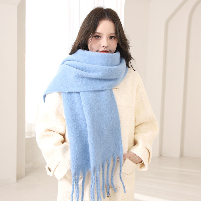 Macaron Color Series Solid Thick Circle Yarn Furry Scarfs