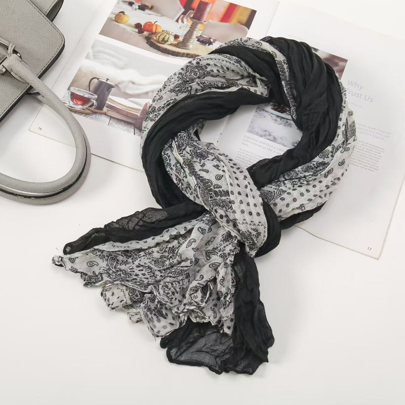 Women's Twist Pleated Simple Korean Floral Shawl Scarfs