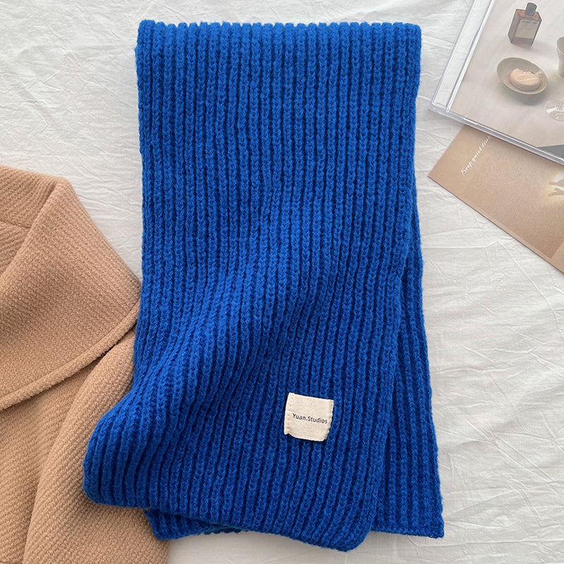 Solid Color Knitted Wool For Male Female Scarfs