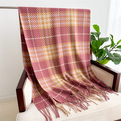 Style Plaid Winter Male Female Thickened Scarfs