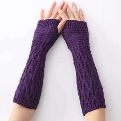 Women's & Men's Knitting Wool Knitted Fingerless Warm Pile Style Gloves