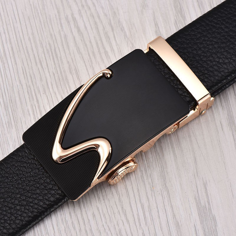 Men's First Layer Cow Leather Automatic Buckle Belts