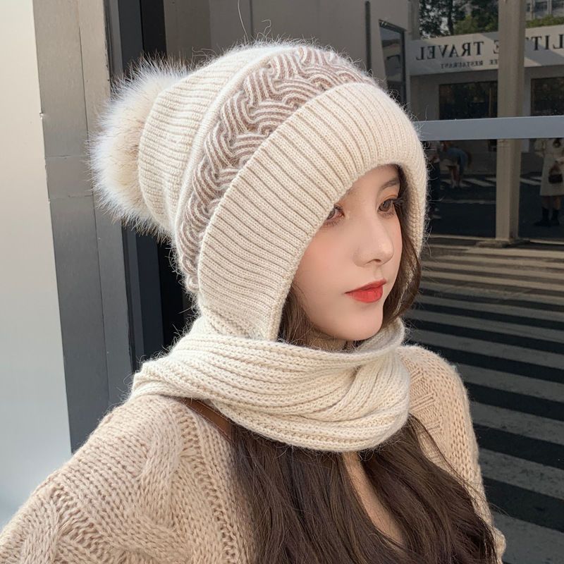 Women's Thickened Earflaps Fashionable Knitted Wool Neck Scarfs