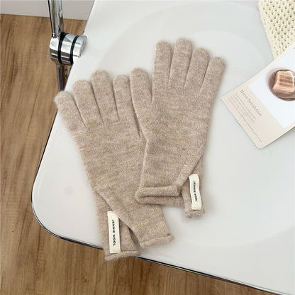 Winter Korean Style Pure Color Cute Five Finger Gloves