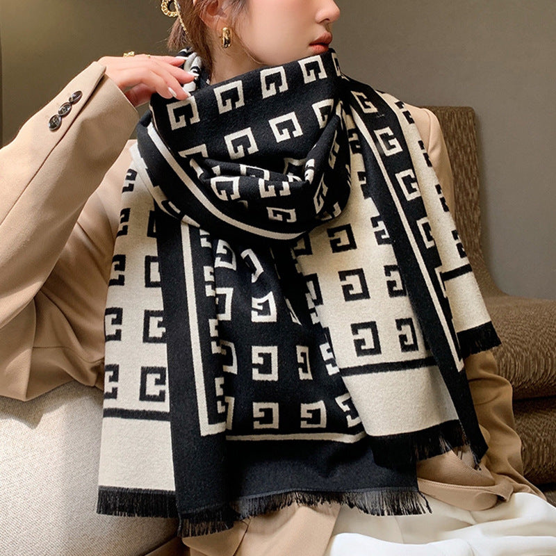 Women's Live Broadcast Artificial Cashmere Warm Mid-length Scarfs