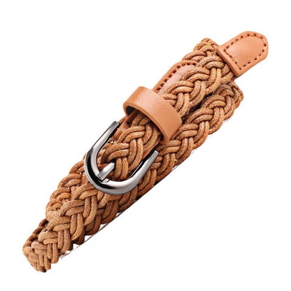 Women's Casual Wax Rope Woven Pin Buckle Belts