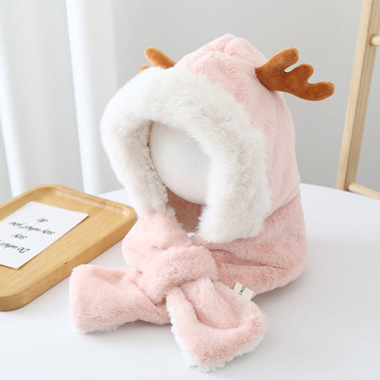 Children's Fleece-lined Thickened Earflaps One-piece Boys Cute Small Kids' Headwear