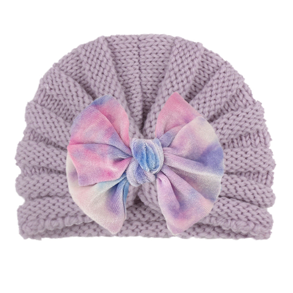 Children's Knitted Hat Cute Bowknot Wool Kids' Headwear