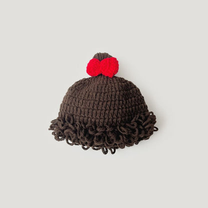 Hat Wig Boys Cute Woolen Sleeve Kids' Headwear