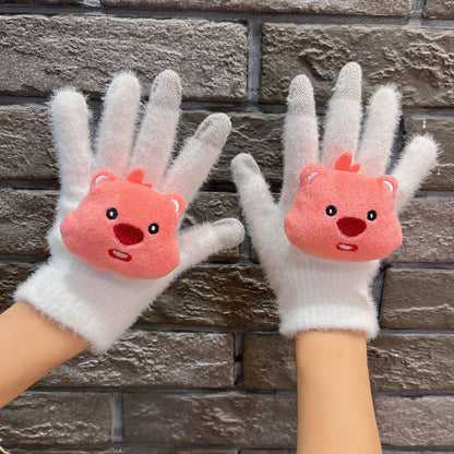 Small Beaver Ruby Plush Female Cycling Warm Cute Gloves