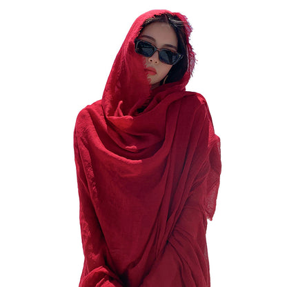 Women's Cotton Linen Desert Sunscreen Shawl Beach Travel Scarfs