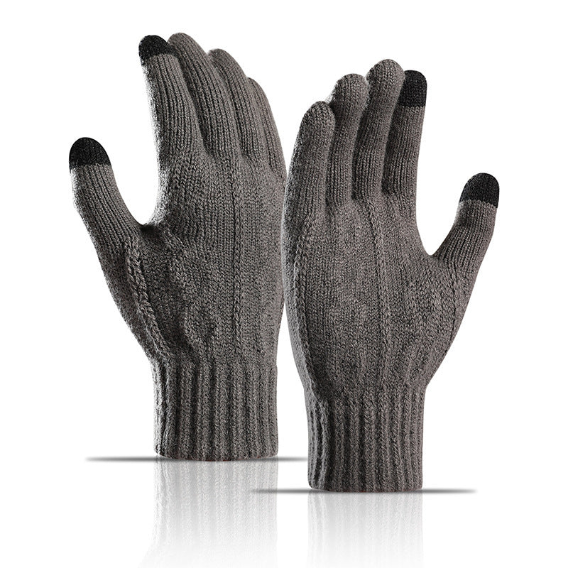 Women's & Men's Plaid Striped With Fleece Lining Touch Gloves