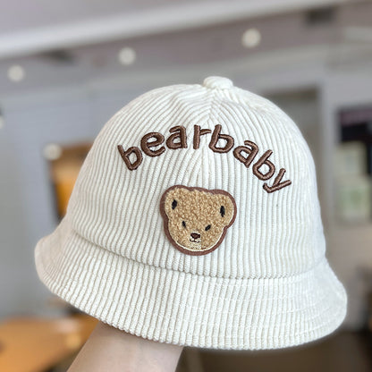 Style Hat Corduroy Cute Bear Bucket Kids' Headwear