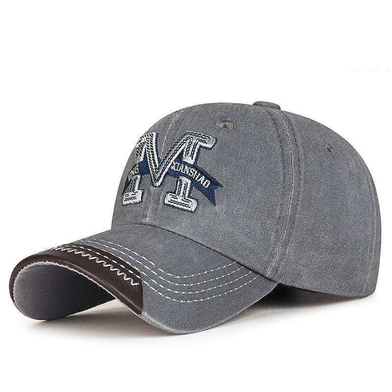 Women's & Men's Washed Distressed Letters Large Three-dimensional Embroidered Hats & Caps