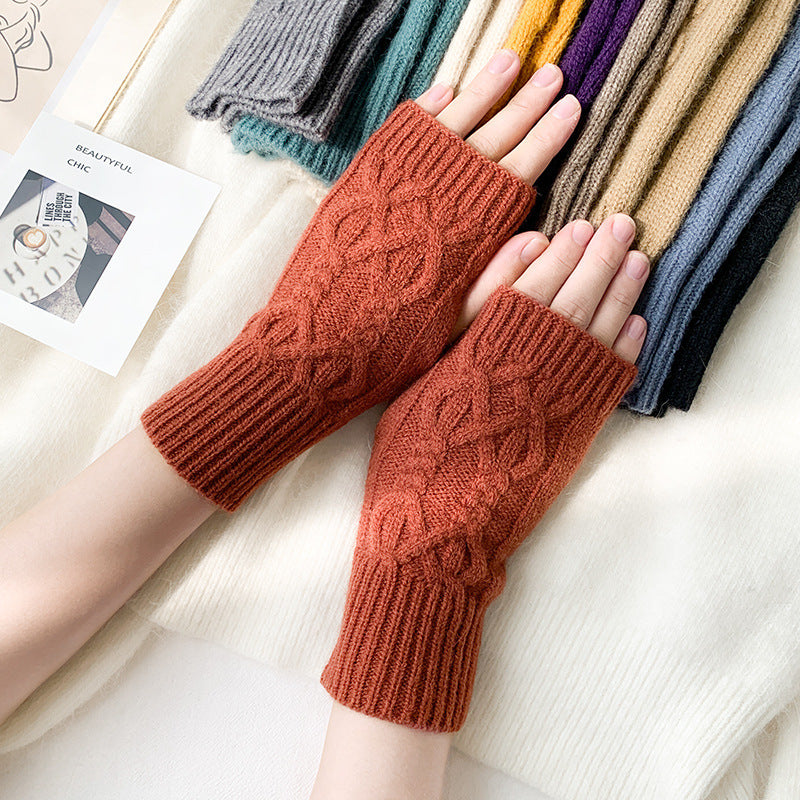 Knitted Half Female Winter Fingerless Finger Gloves