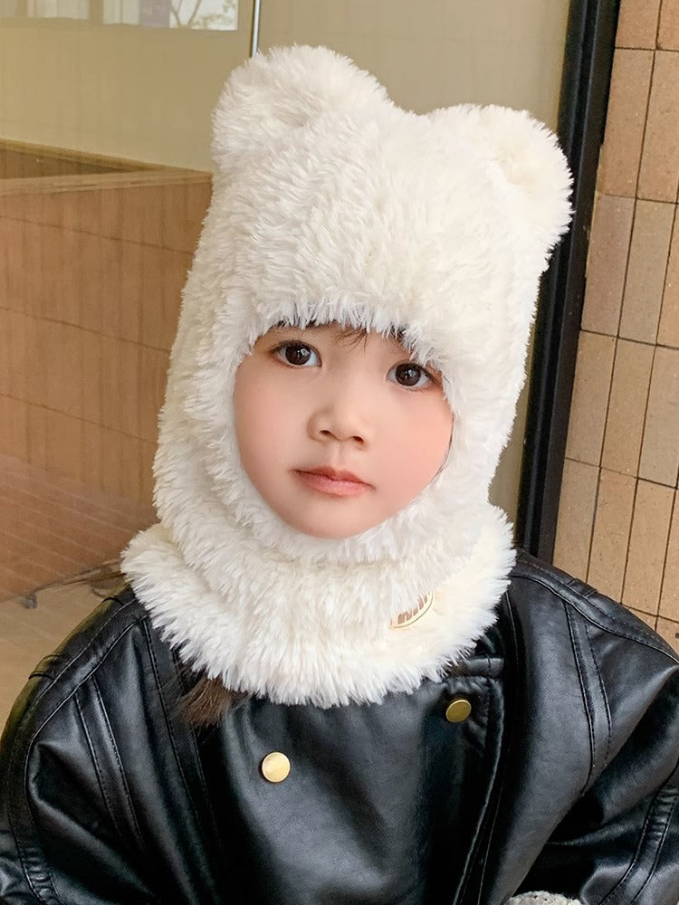 Children's Plush Hat Integrated With Winter Warm For Boys Kids' Headwear