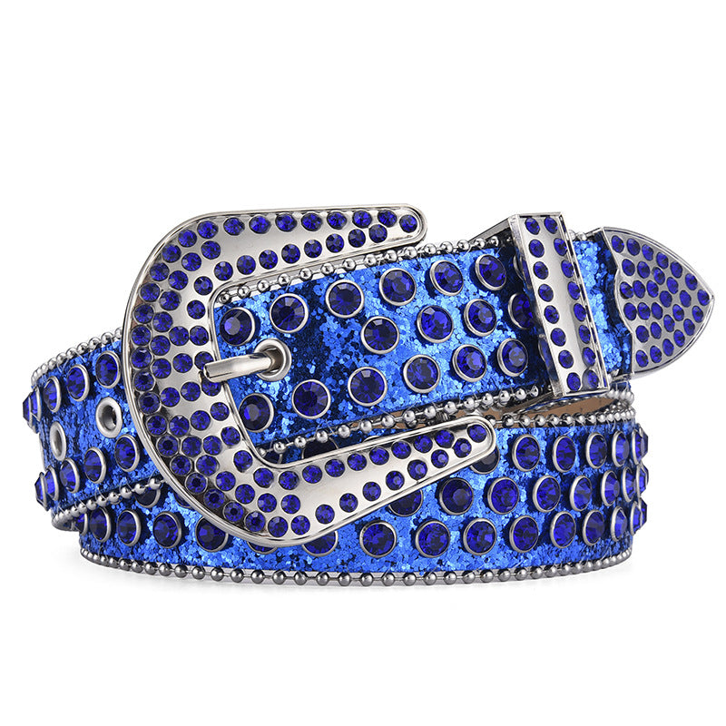 Women's & Men's Fashion Punk Rock Rivet Rhinestone Inlaid Wide Belts