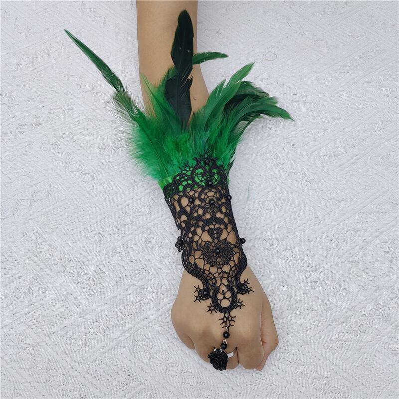 Punk Grace Feather Hook Finger Masquerade Gloves