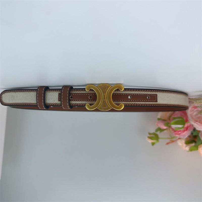 Women's Arc Leather Thin Summer Decoration Matching Dress Belts