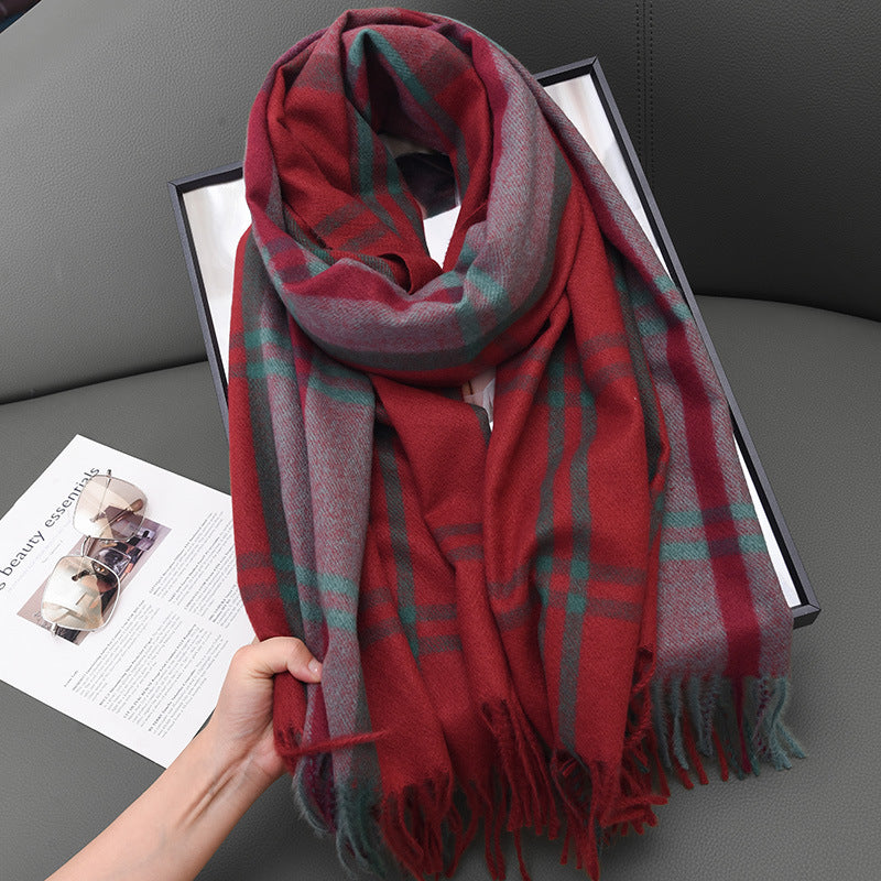 Women's High-grade Warm Elegant Plaid Shawl Scarfs