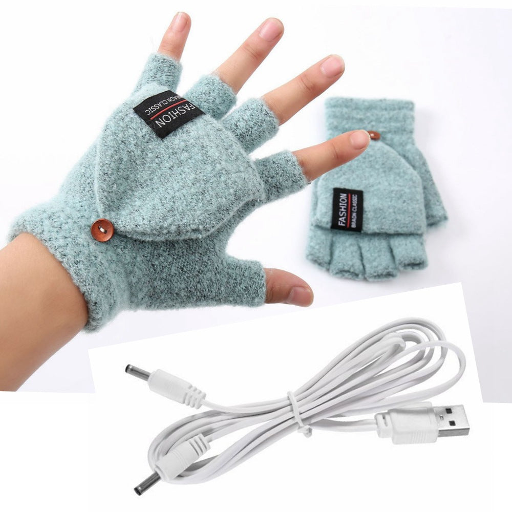 Women's & Men's Finger Monochrome Flip Wool Keep Warm Gloves