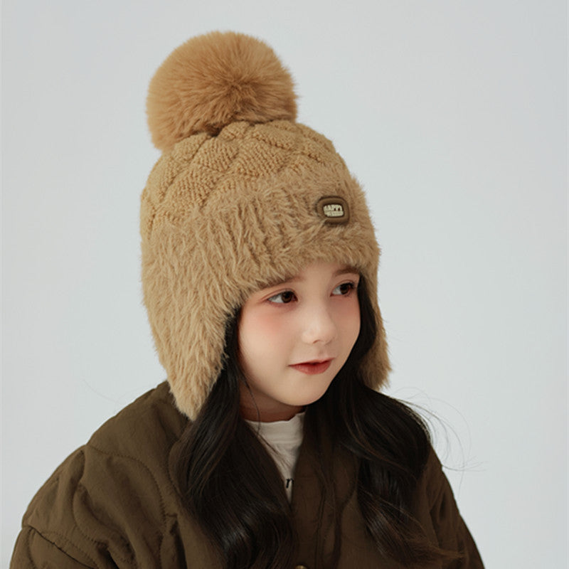 Children's Cute Plush Bonnet Earmuffs Hat Keep Warm Kids' Headwear