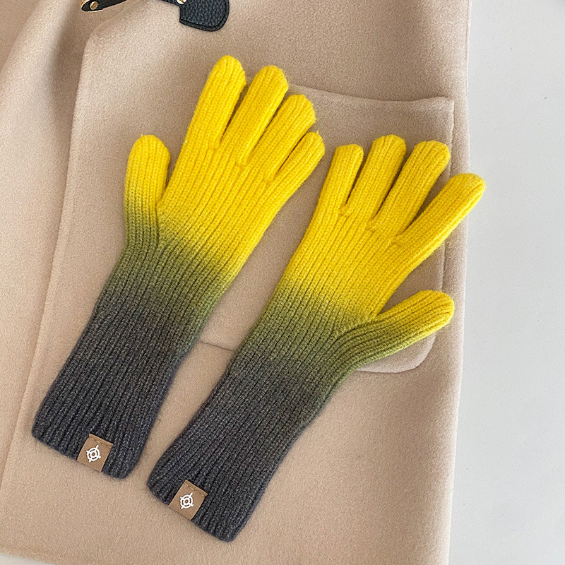 Color Open Finger Touch Screen Winter Gloves