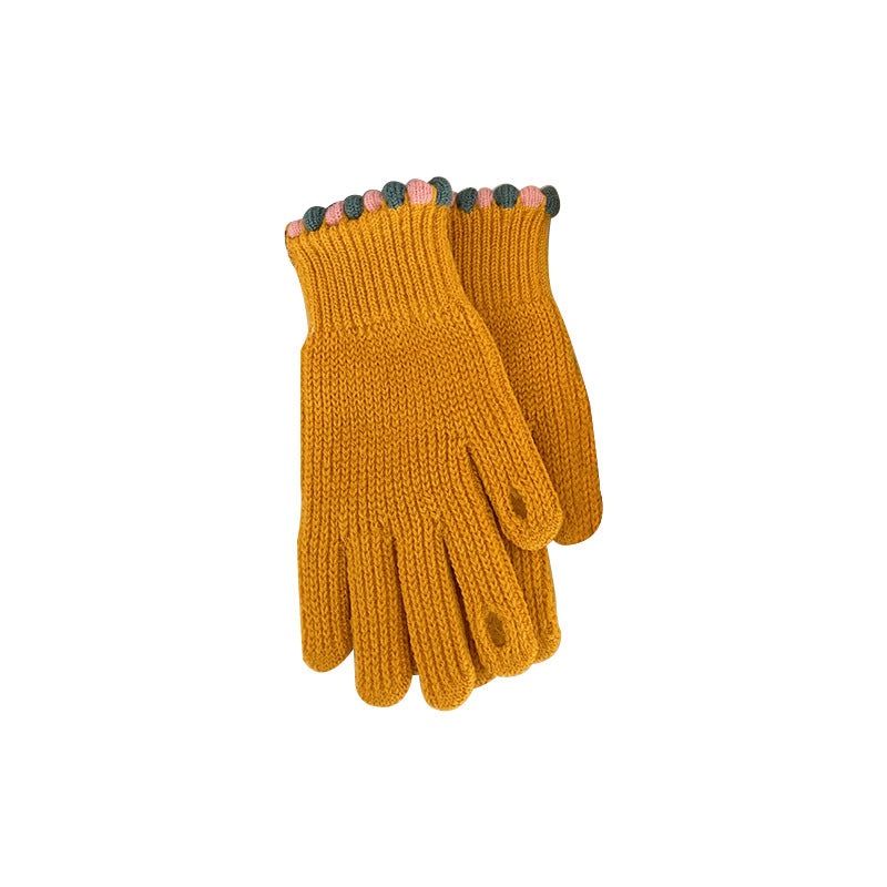 Women's Wool Knitted Solid Color Touch Screen Gloves