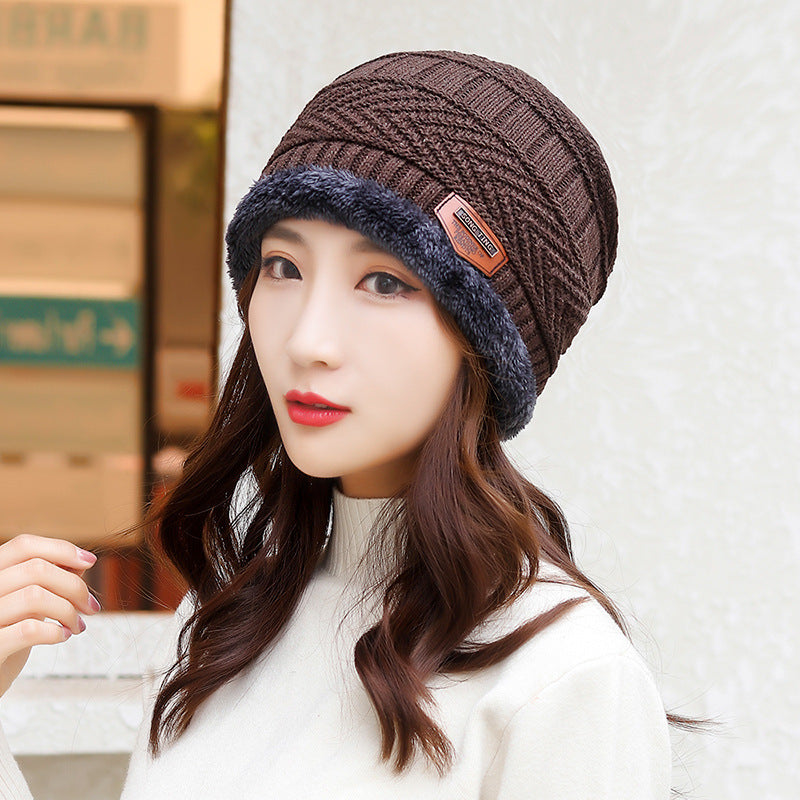 Women's & Men's Knitted Hat Fleece-lined Warm Integrated With Thick Hats & Caps