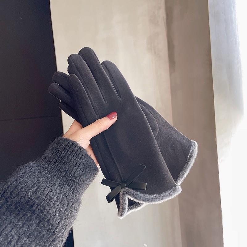 Women's Fleece-lined Thick Cute Windproof Plush Angora Cycling Driving Warm Gloves