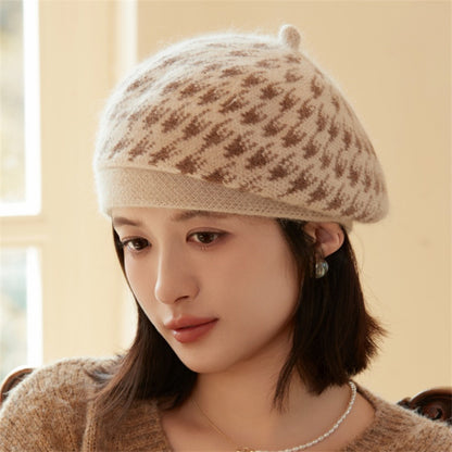 Women's Trendy Rabbit Fur Knitted Hat Korean Hats & Caps