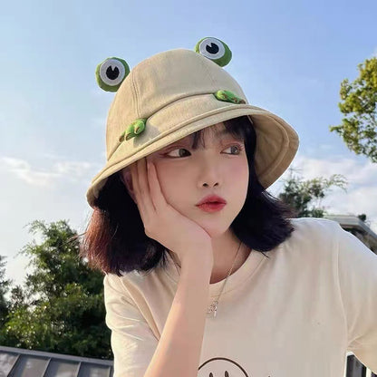 Little Frog Bucket Hat Female Summer Sun Protection Kids' Headwear