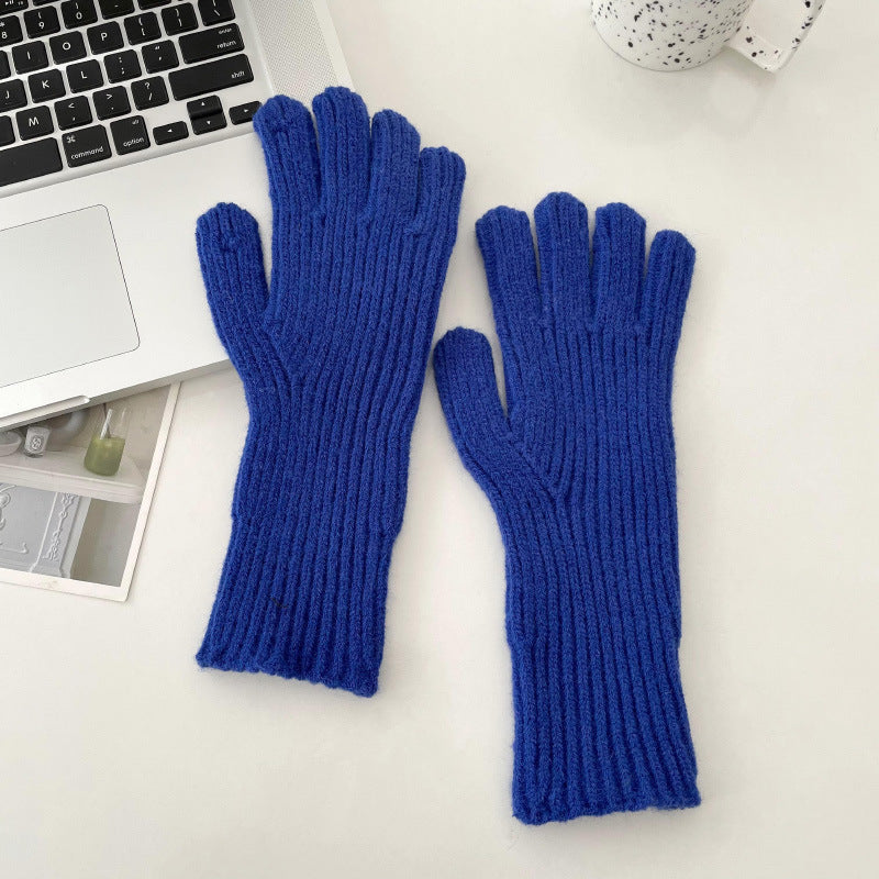 Color Woolen Knitted Candy Finger Open Gloves