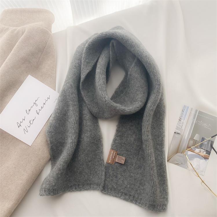 Women's Korean Style Easy To Match Small Soft Glutinous Knitted Scarfs