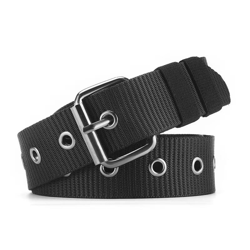 Women's & Men's Canvas Green Decoration Jeans Strap Porous Belts