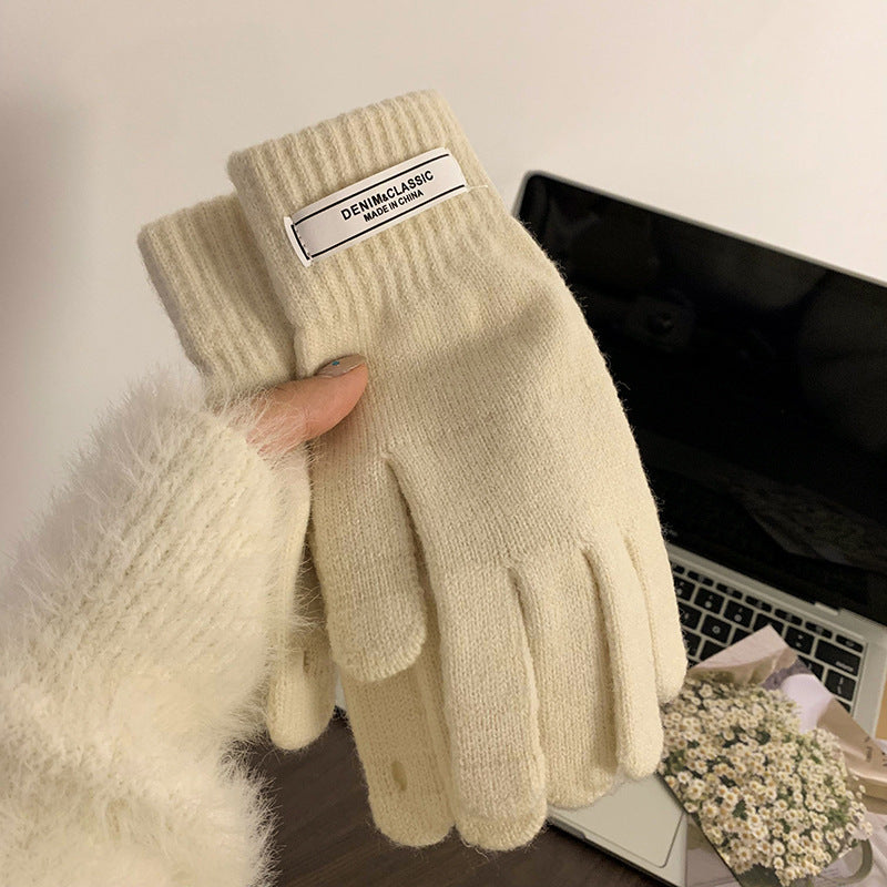 Women's Korean Minority Simple Solid Color Sweet Girly Gloves