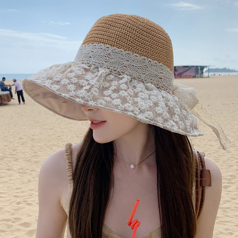 Women's Summer Hat Mesh Floral Bucket Sun Protection Lace Hats & Caps