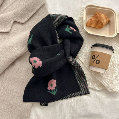 Flower Female Winter Versatile High-grade Style College Scarfs