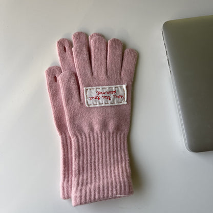 Korean Style Hand-made Pink Cute Warm Gloves