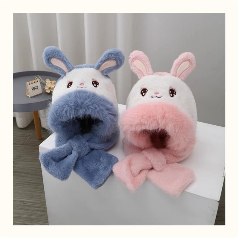 Children's Bunny Warm Plush Bonnet Earflaps Lei Hat Kids' Headwear