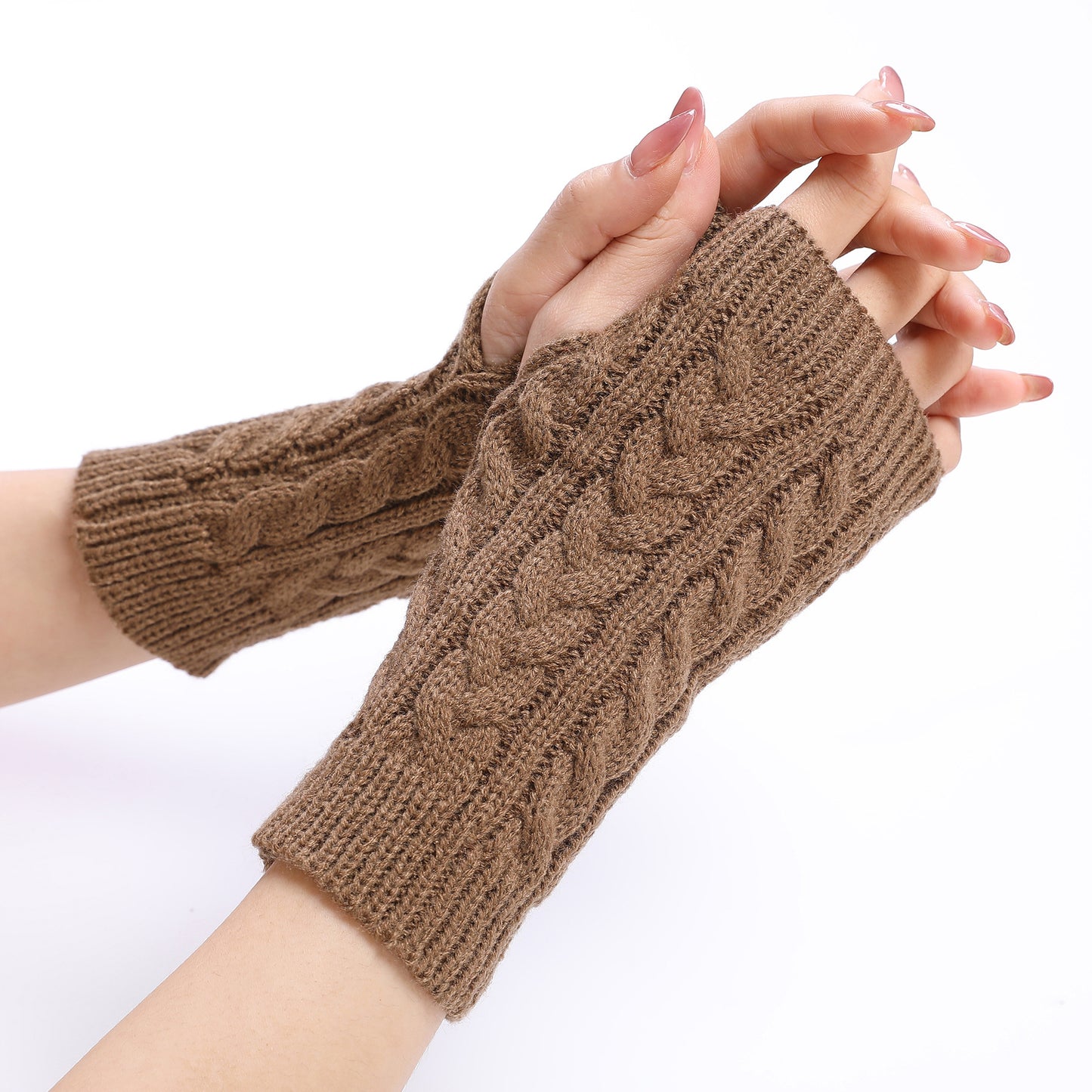 Women's Short Knitting Wool Fashion Fingerless Knit Gloves