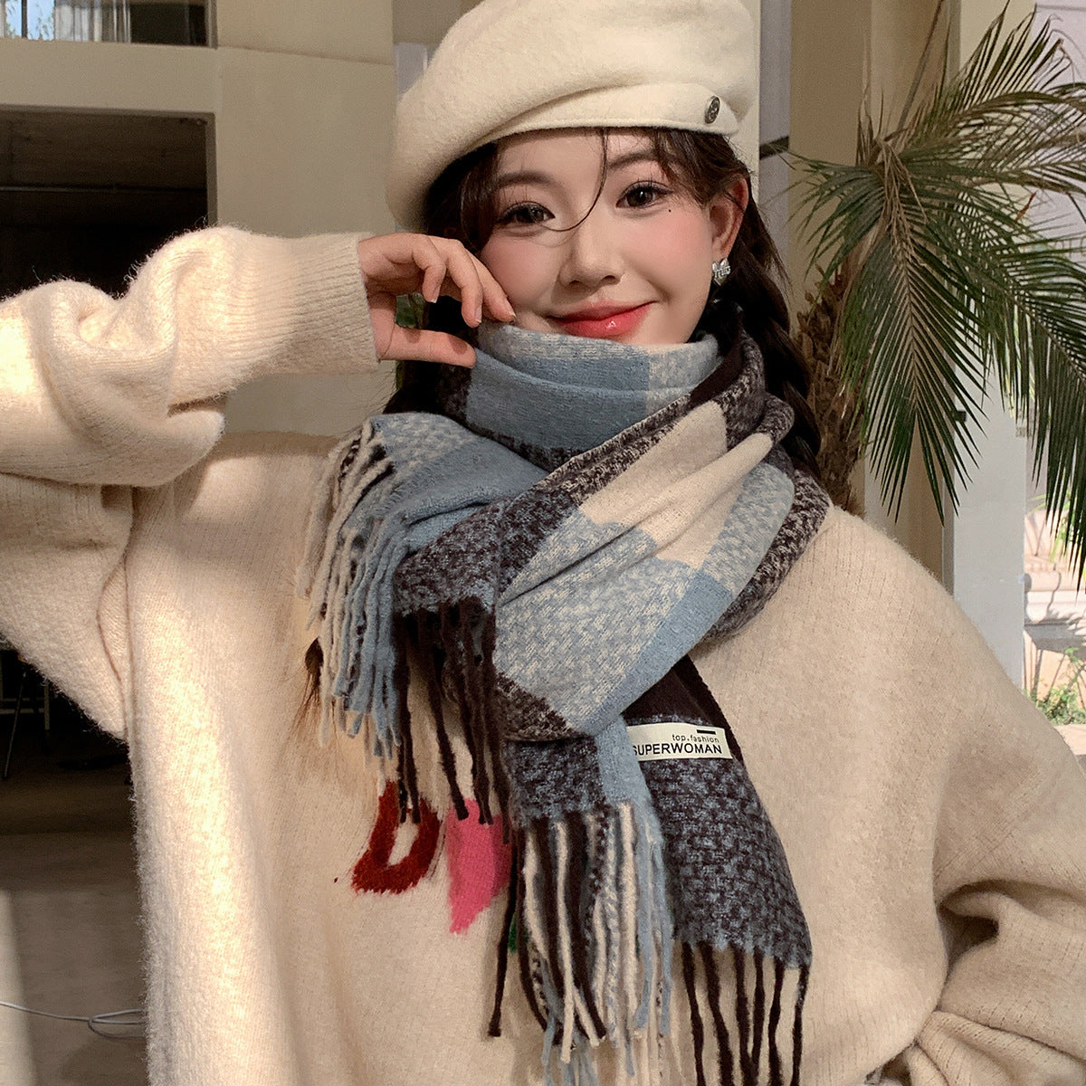 Women's Temperament Wild Warm High-grade Color Matching Scarfs