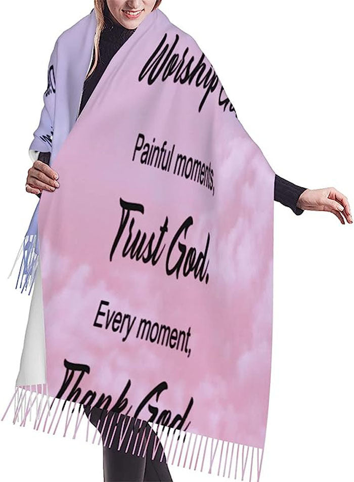 Women's Oil Painting Shawl Outer Match Tassel Scarfs